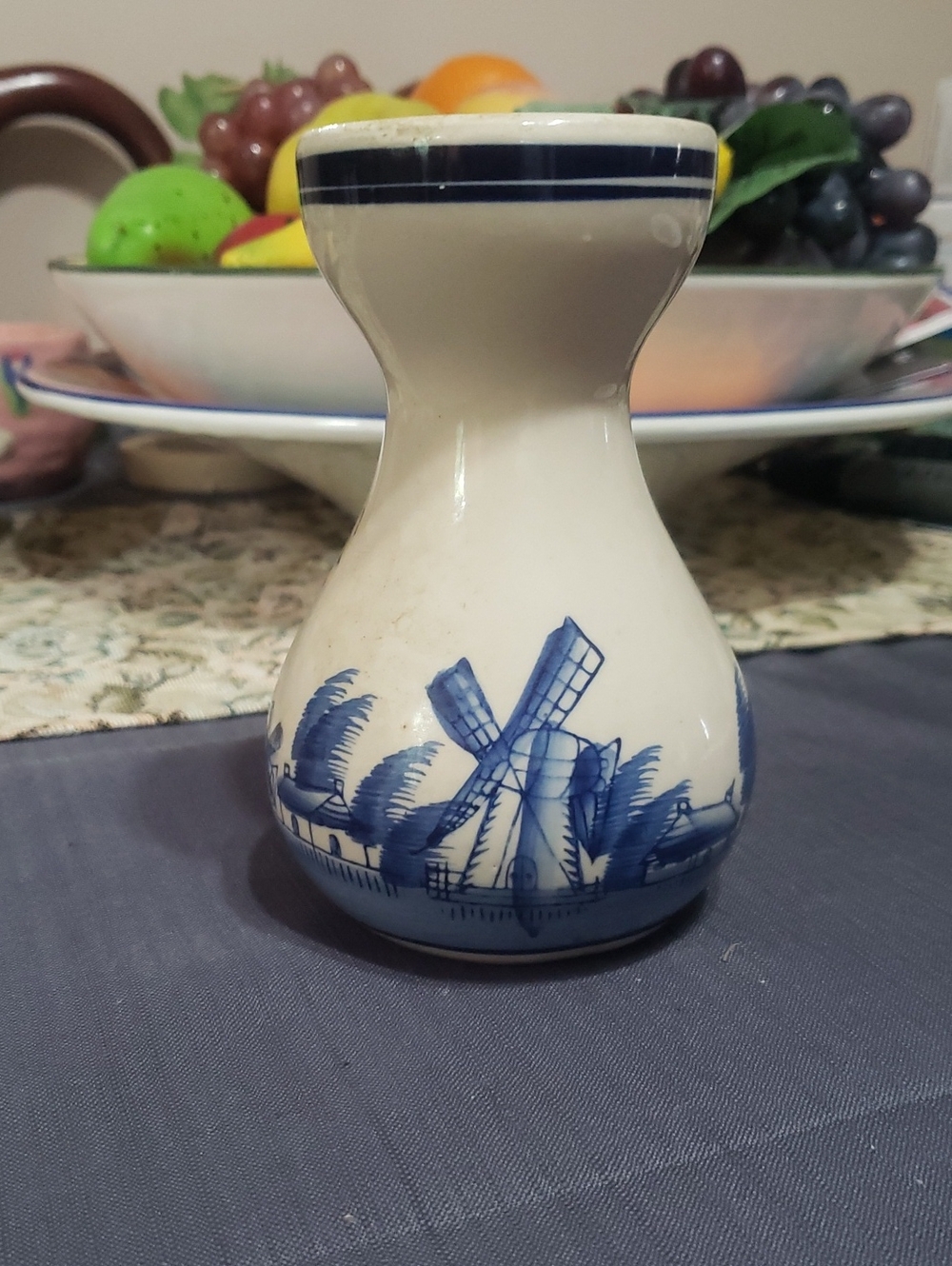 Delft Dutch Holland Vintage Delft Blue Ceramic Hyacinth Vase.